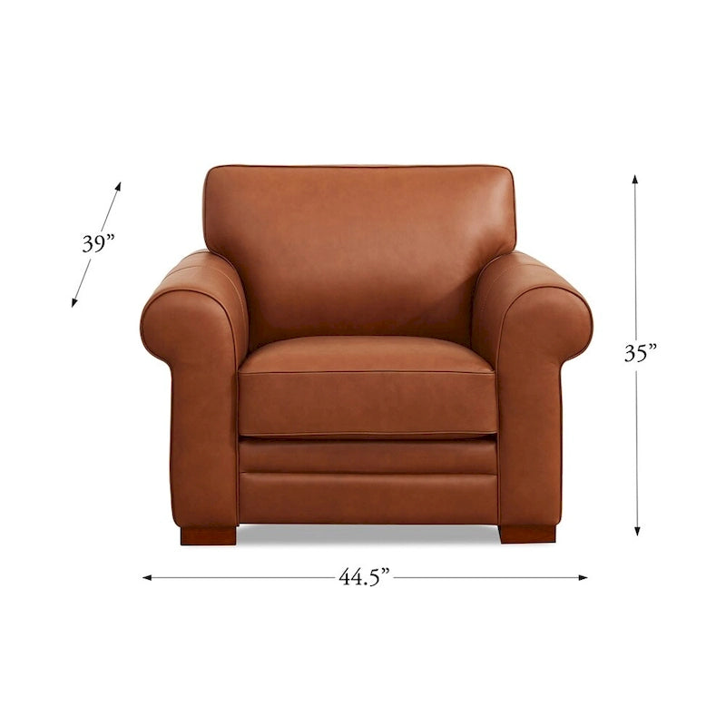 Hydeline Brookfield Top Grain Leather Sofa Set, Sofa, Loveseat and Chair