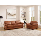 Hydeline Brookfield Top Grain Leather Sofa Set, Sofa and Chair