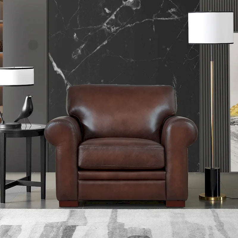 Hydeline Brookfield Top Grain Leather Sofa Set, Sofa and Chair