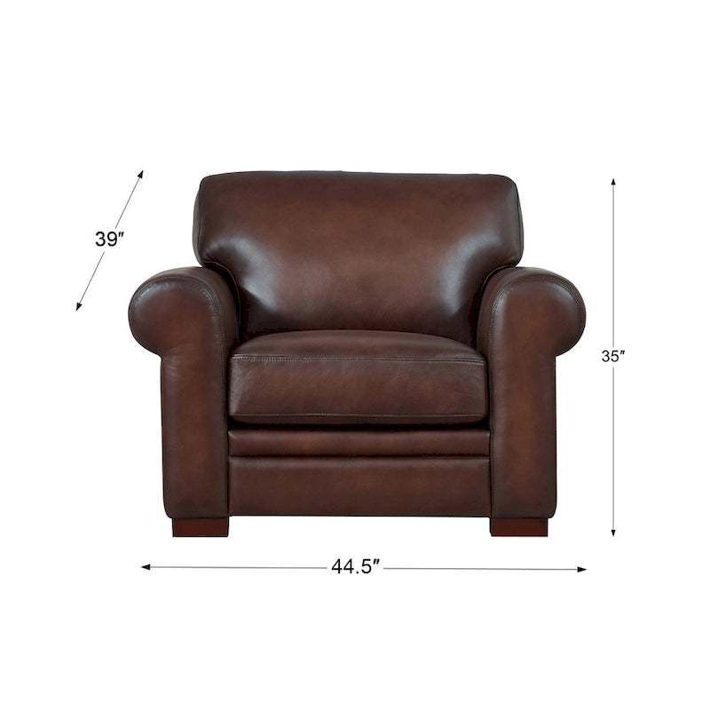 Hydeline Brookfield Top Grain Leather Sofa Set, Sofa and Chair