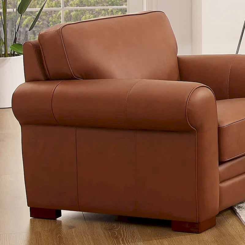 Hydeline Brookfield Top Grain Leather Sofa Set, Sofa and Chair