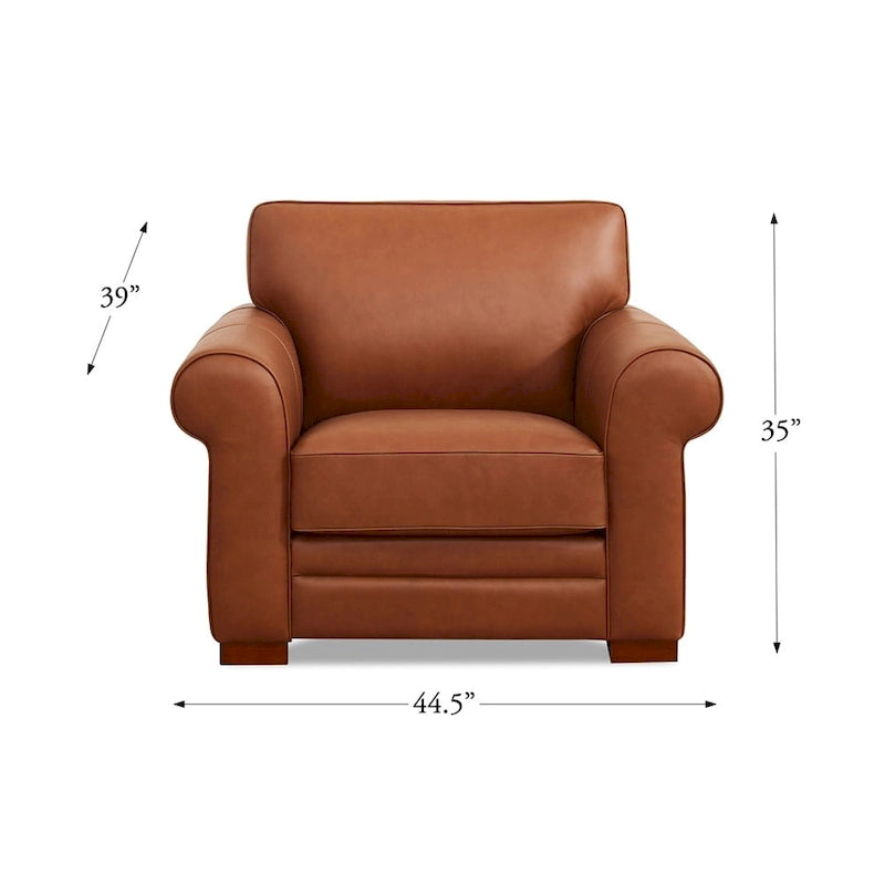 Hydeline Brookfield Top Grain Leather Sofa Set, Sofa and Chair