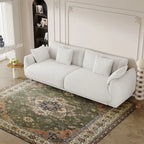 86.6 Modern Teddy Velvet Triple Sofa with 4 Pillows and Metal Legs