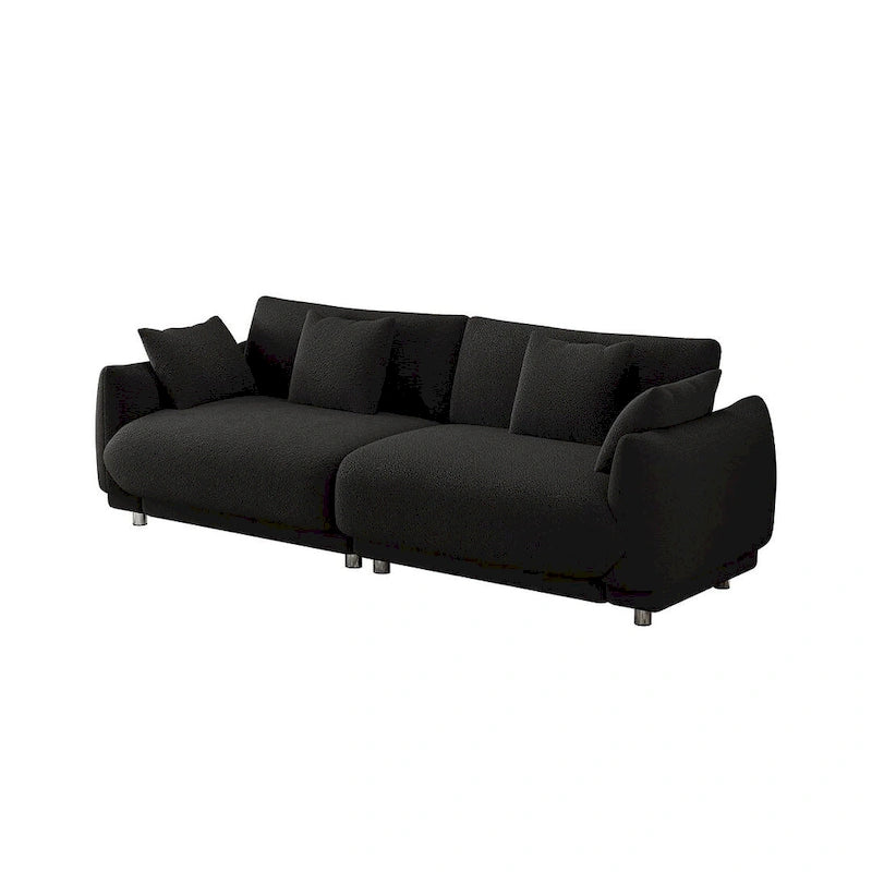 86.6 Modern Teddy Velvet Triple Sofa with 4 Pillows and Metal Legs