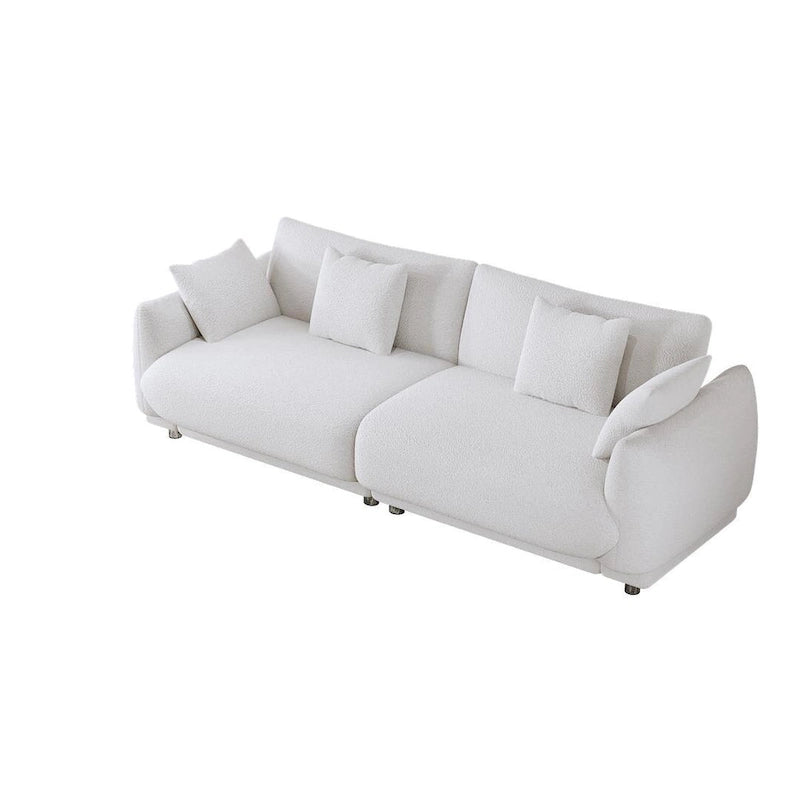 86.6 Modern Teddy Velvet Triple Sofa with 4 Pillows and Metal Legs