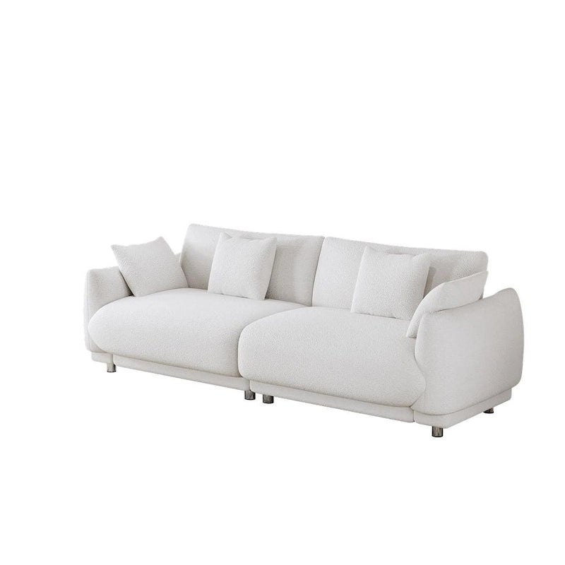 86.6 Modern Teddy Velvet Triple Sofa with 4 Pillows and Metal Legs