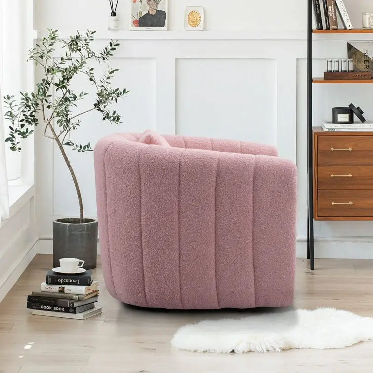 Ebello Oversize Velvet Swivel 360 Rotation Barrel Comfy Round Armchair With Pillow For Living Room Bedroom