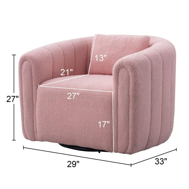 Ebello Oversize Velvet Swivel 360 Rotation Barrel Comfy Round Armchair With Pillow For Living Room Bedroom