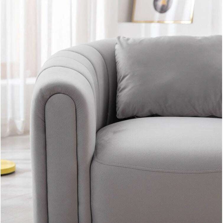 Ebello Oversize Velvet Swivel 360 Rotation Barrel Comfy Round Armchair With Pillow For Living Room Bedroom
