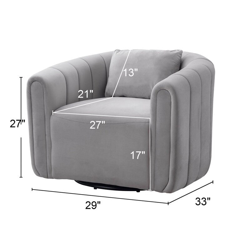 Ebello Oversize Velvet Swivel 360 Rotation Barrel Comfy Round Armchair With Pillow For Living Room Bedroom