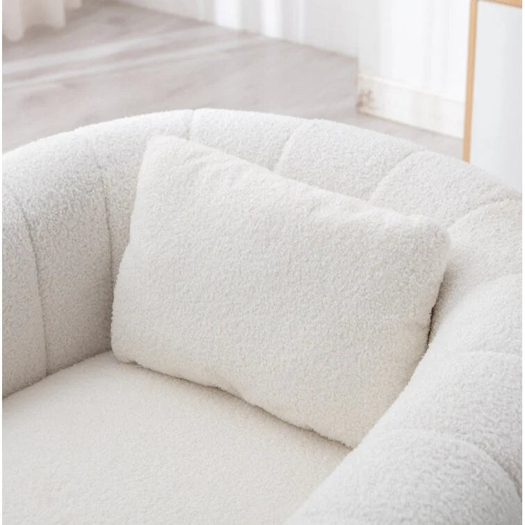 Ebello Oversize Velvet Swivel 360 Rotation Barrel Comfy Round Armchair With Pillow For Living Room Bedroom