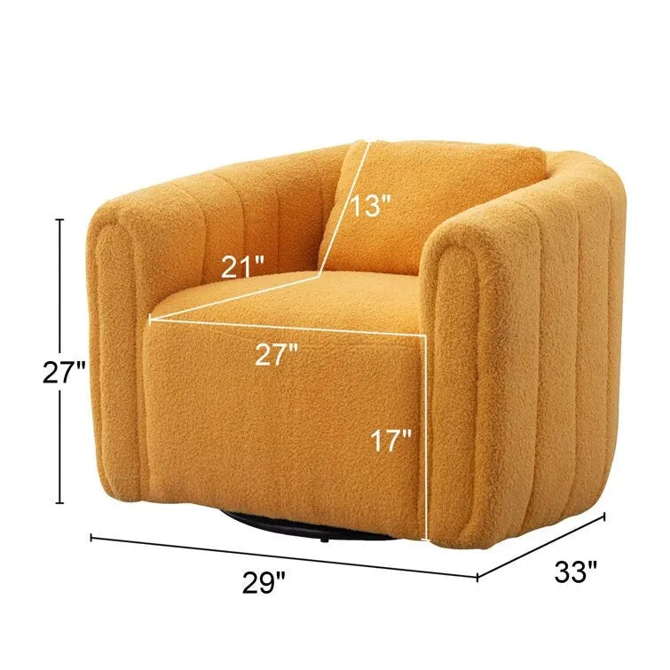 Ebello Oversize Velvet Swivel 360 Rotation Barrel Comfy Round Armchair With Pillow For Living Room Bedroom