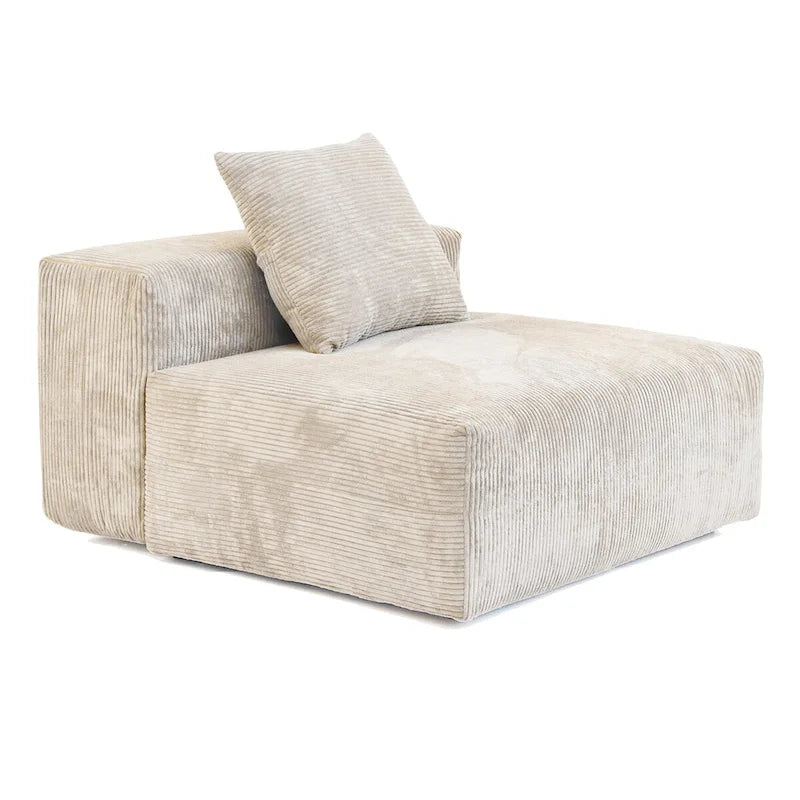 4-Piece L-Shape Sectional Sofa Corduroy Upholstered Couch with Ottoman