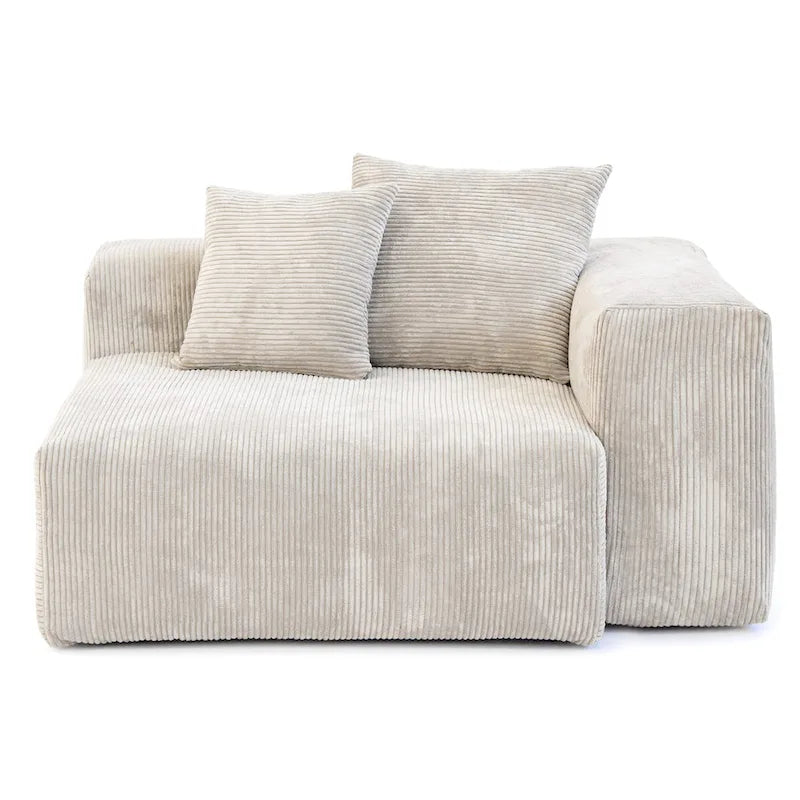 4-Piece L-Shape Sectional Sofa Corduroy Upholstered Couch with Ottoman