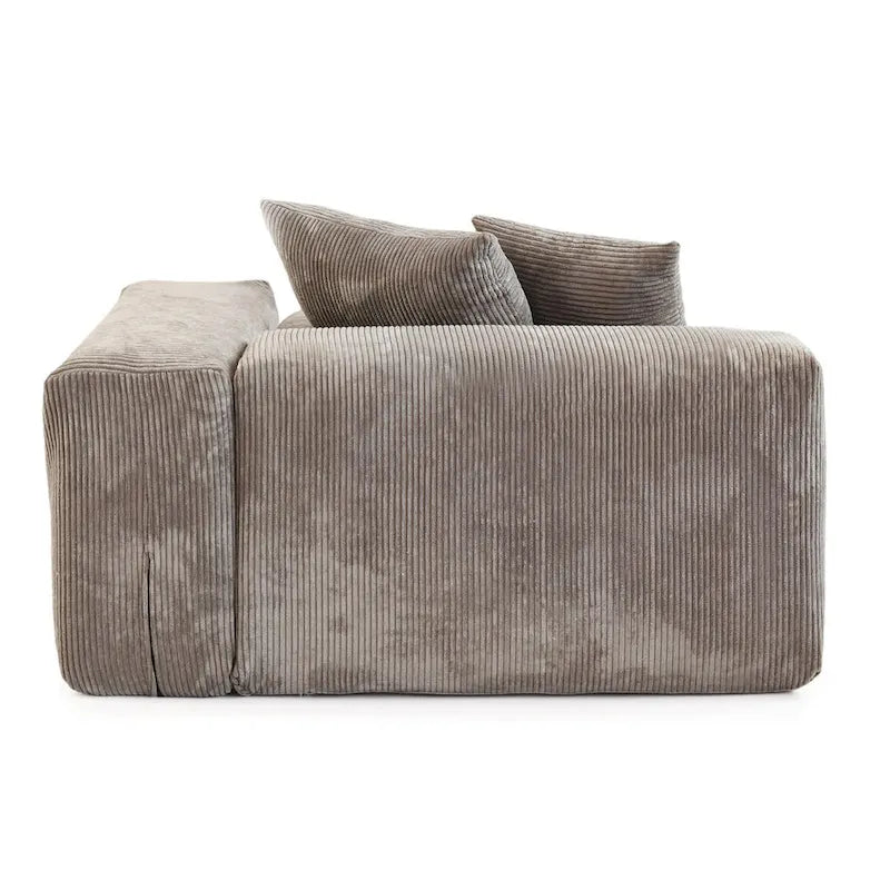 4-Piece L-Shape Sectional Sofa Corduroy Upholstered Couch with Ottoman