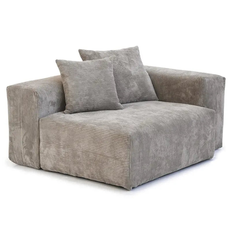 4-Piece L-Shape Sectional Sofa Corduroy Upholstered Couch with Ottoman