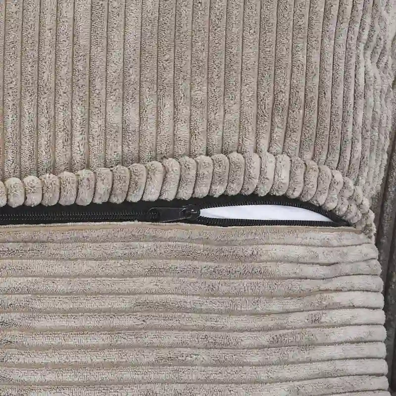4-Piece L-Shape Sectional Sofa Corduroy Upholstered Couch with Ottoman