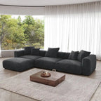 4-Piece L-Shape Sectional Sofa Corduroy Upholstered Couch with Ottoman