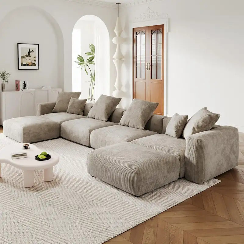 U-Shaped Luxurious Modular Sectional Couch with Chaise Ottoman