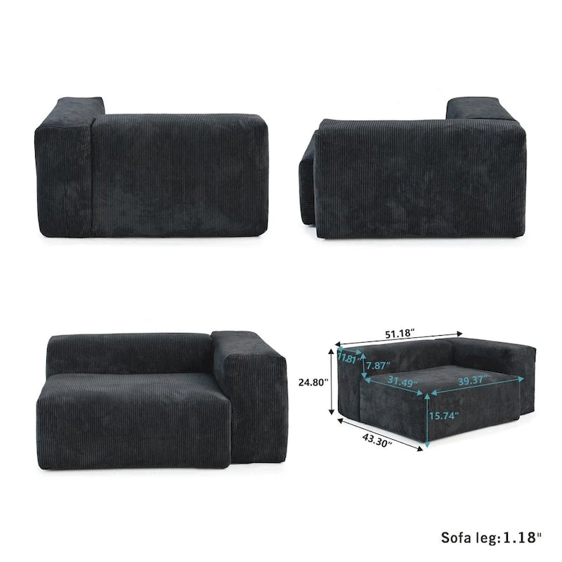 U-Shaped Luxurious Modular Sectional Couch with Chaise Ottoman