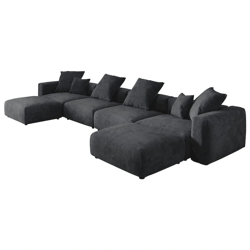 U-Shaped Luxurious Modular Sectional Couch with Chaise Ottoman