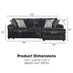 New Classic Furniture Luna Charcoal Grey Right Facing Sectional, Made in USA