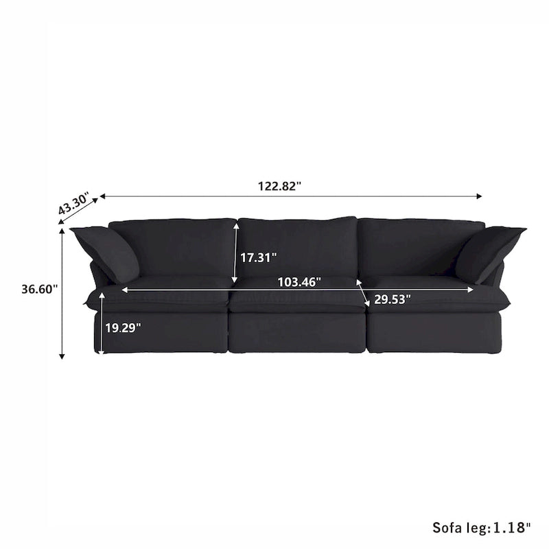 Modern Modular Sectional Sofa for Living Room 3 Seat, Comfy Convertible Sectional Sofas Couches