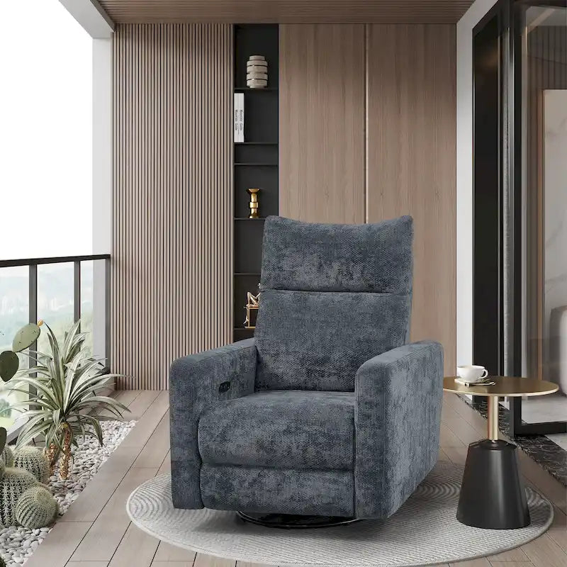 Olmas 33.5W Power Swivel Glider Recliner with USB Charger