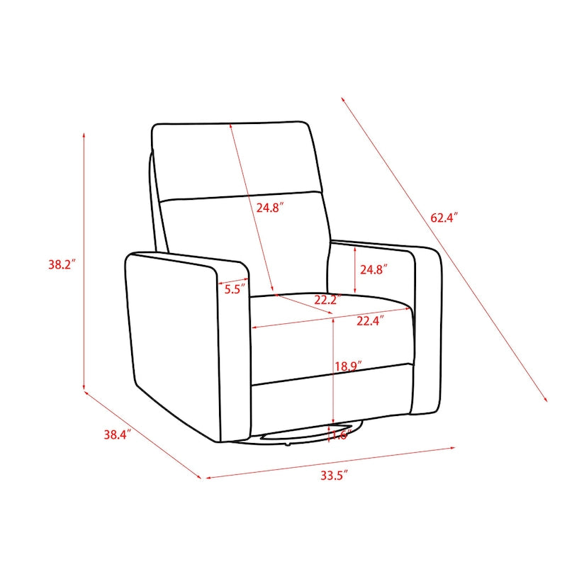 Olmas 33.5W Power Swivel Glider Recliner with USB Charger