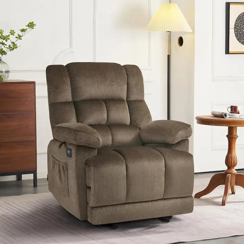 MCombo Electric Power Recliner Chair for Living Room with Heat and Massage, Fabric R6233