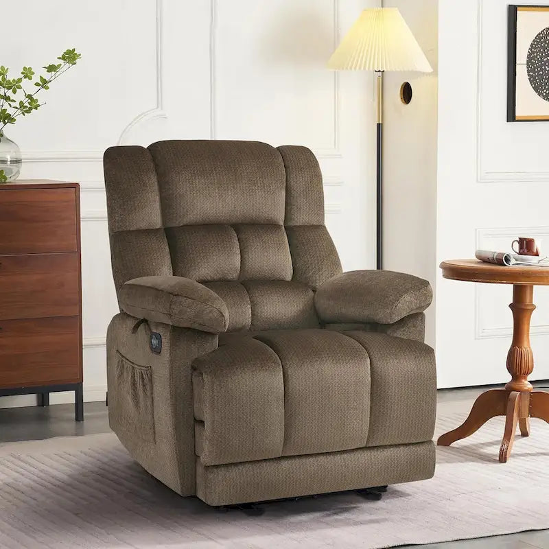 MCombo Electric Power Recliner Chair for Living Room with Heat and Massage, Fabric R6233