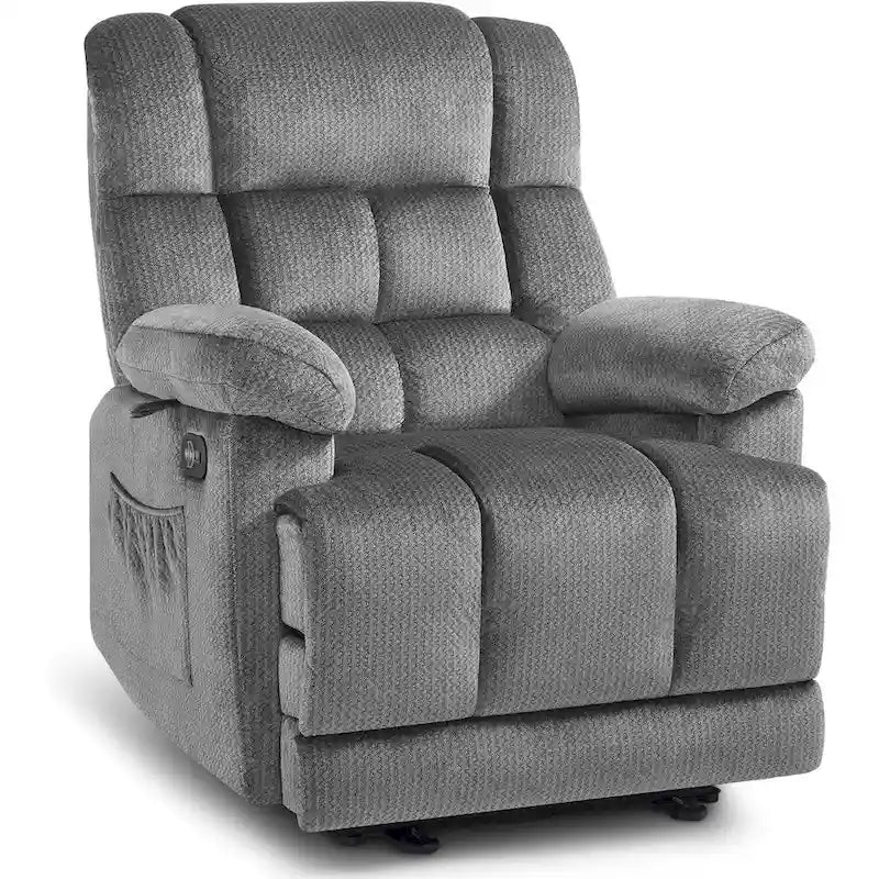 MCombo Electric Power Recliner Chair for Living Room with Heat and Massage, Fabric R6233