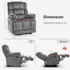 MCombo Electric Power Recliner Chair for Living Room with Heat and Massage, Fabric R6233