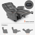 MCombo Electric Power Recliner Chair for Living Room with Heat and Massage, Fabric R6233