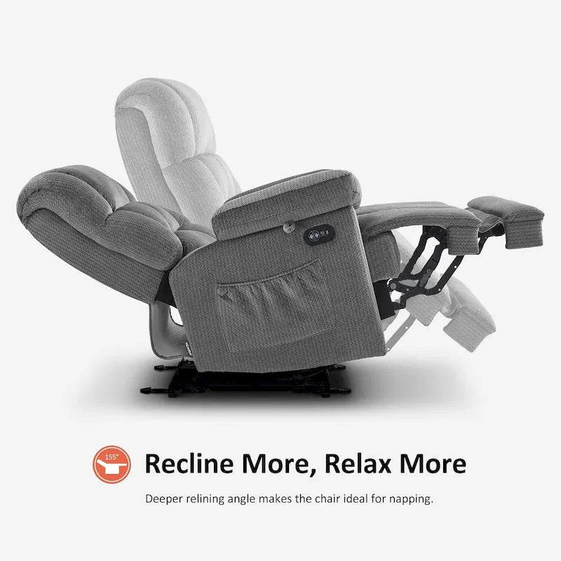 MCombo Electric Power Recliner Chair for Living Room with Heat and Massage, Fabric R6233