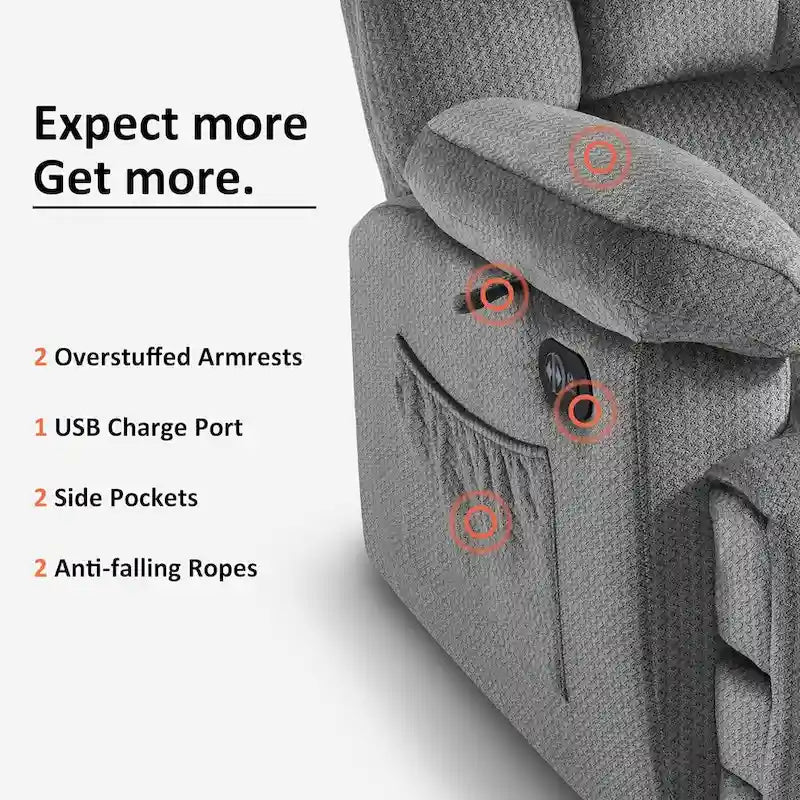 MCombo Electric Power Recliner Chair for Living Room with Heat and Massage, Fabric R6233