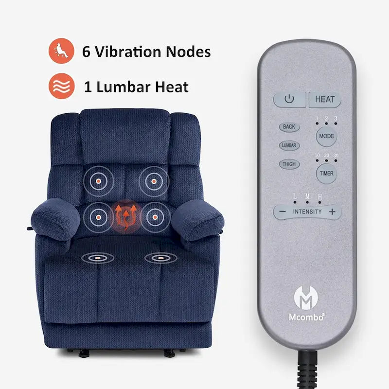 MCombo Electric Power Recliner Chair for Living Room with Heat and Massage, Fabric R6233