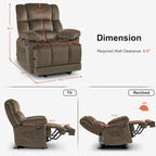 MCombo Electric Power Recliner Chair for Living Room with Heat and Massage, Fabric R6233