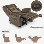 MCombo Electric Power Recliner Chair for Living Room with Heat and Massage, Fabric R6233
