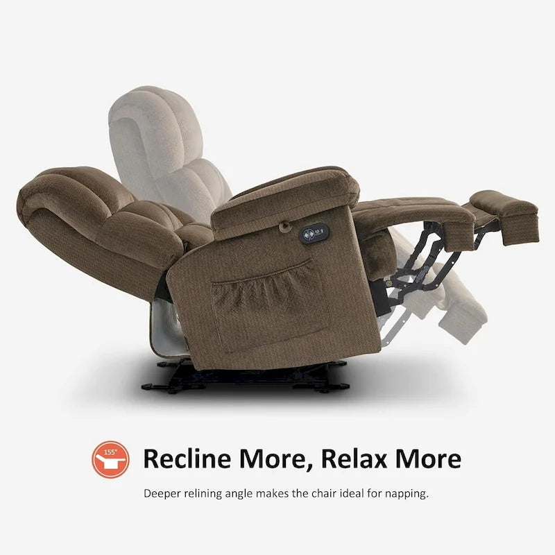 MCombo Electric Power Recliner Chair for Living Room with Heat and Massage, Fabric R6233