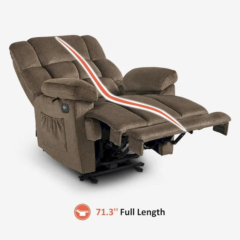 MCombo Electric Power Recliner Chair for Living Room with Heat and Massage, Fabric R6233