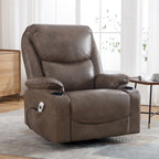HOMYKA 34.2 Wide Faux Leather Swivel Rocking Power Recliner Chair With USB Port