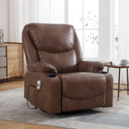 HOMYKA 34.2 Wide Faux Leather Swivel Rocking Power Recliner Chair With USB Port