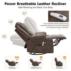 HOMYKA 34.2 Wide Faux Leather Swivel Rocking Power Recliner Chair With USB Port
