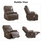 HOMYKA 34.2 Wide Faux Leather Swivel Rocking Power Recliner Chair With USB Port
