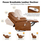 HOMYKA 34.2 Wide Faux Leather Swivel Rocking Power Recliner Chair With USB Port