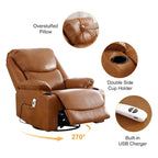 HOMYKA 34.2 Wide Faux Leather Swivel Rocking Power Recliner Chair With USB Port