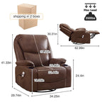 HOMYKA 34.2 Wide Faux Leather Swivel Rocking Power Recliner Chair With USB Port