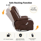 HOMYKA 34.2 Wide Faux Leather Swivel Rocking Power Recliner Chair With USB Port