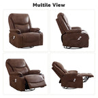 HOMYKA 34.2 Wide Faux Leather Swivel Rocking Power Recliner Chair With USB Port